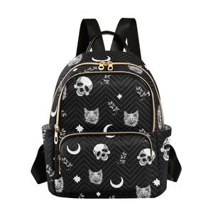 Fashion Backpack Purse Casual Lhtweht Travel Shoulder Bag Skull Cat O_O